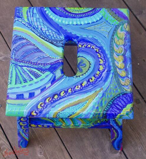 Short Square Blue Stool